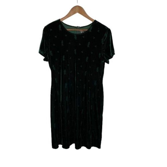 Molly Malloy‎ Womens Embroidered Velvet Shift Dress Size 12 Green Party Holiday - Picture 1 of 12